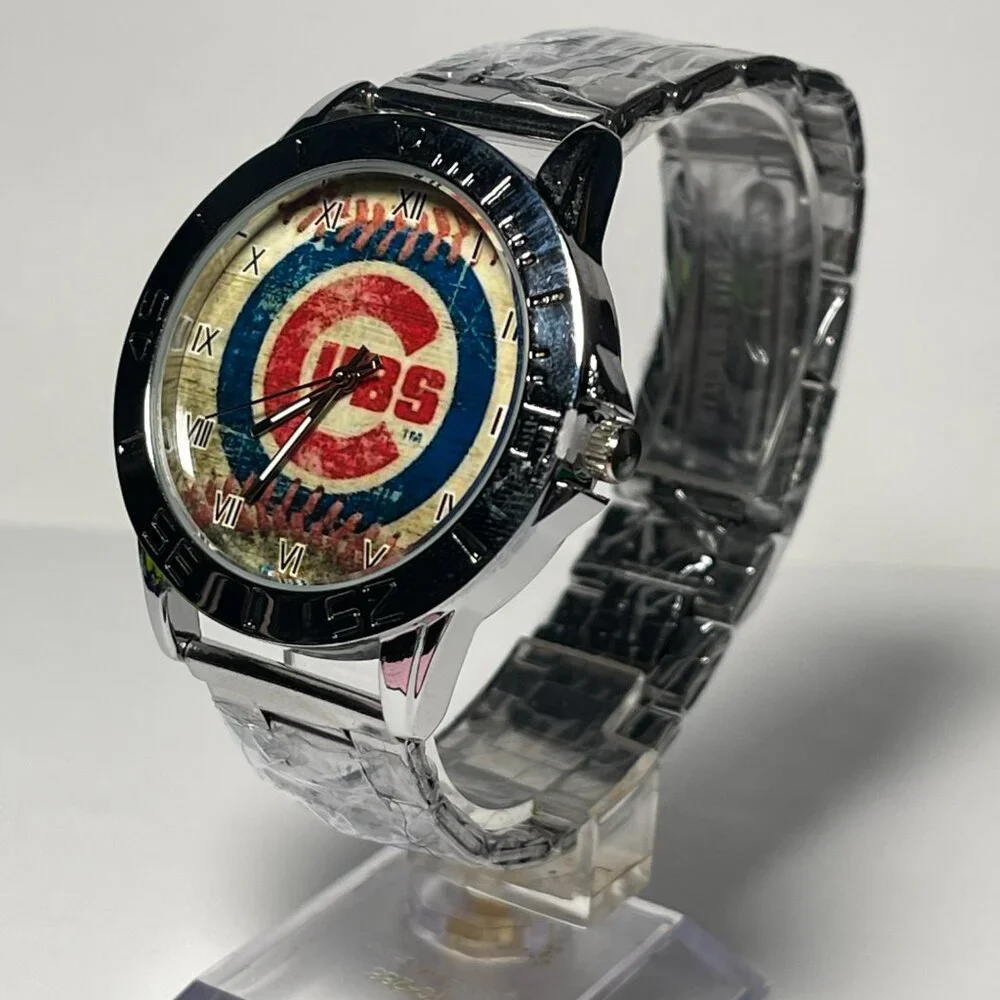 Chicago Cubs MLB Team Logo Men's Stainless-Steel Silver Watch NEW